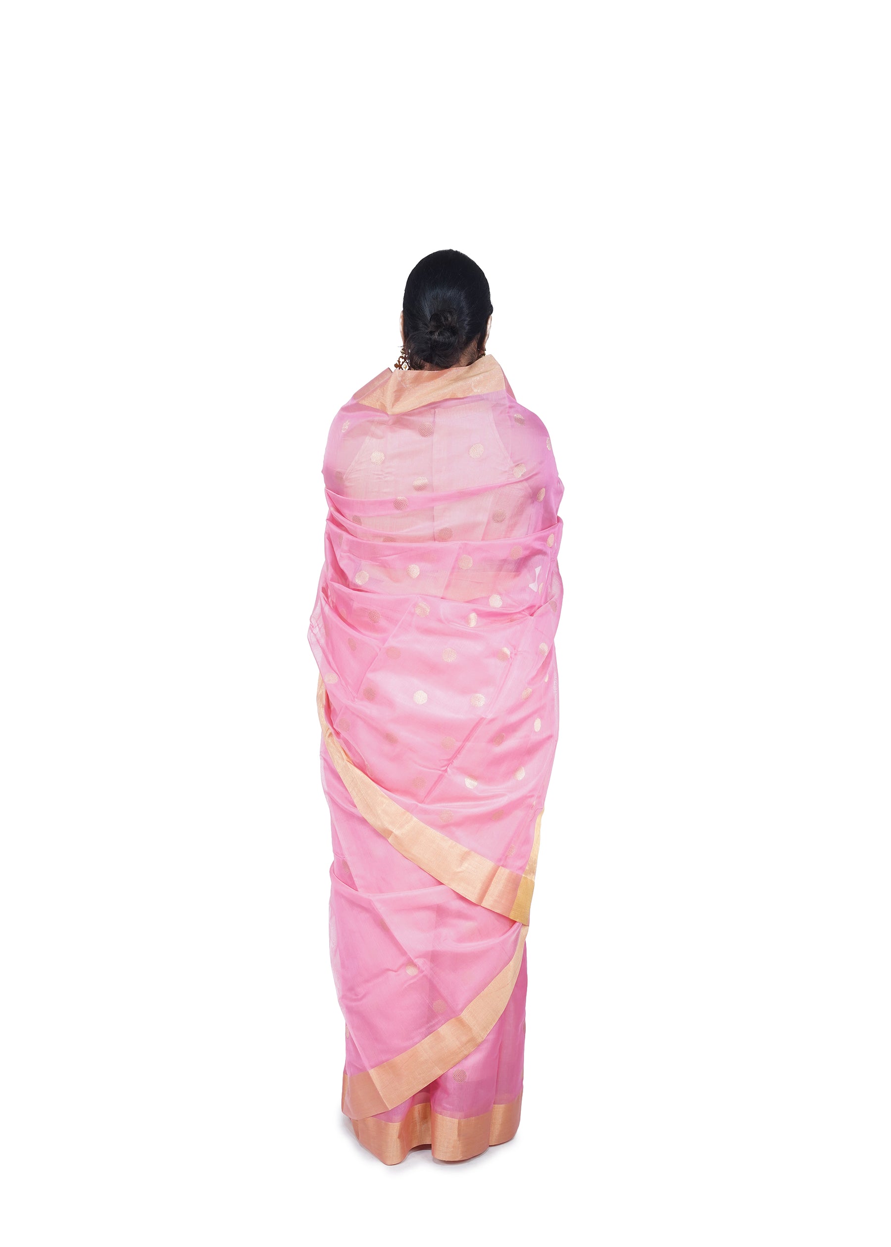 Blush Pink Cotton Silk Chanderi Saree