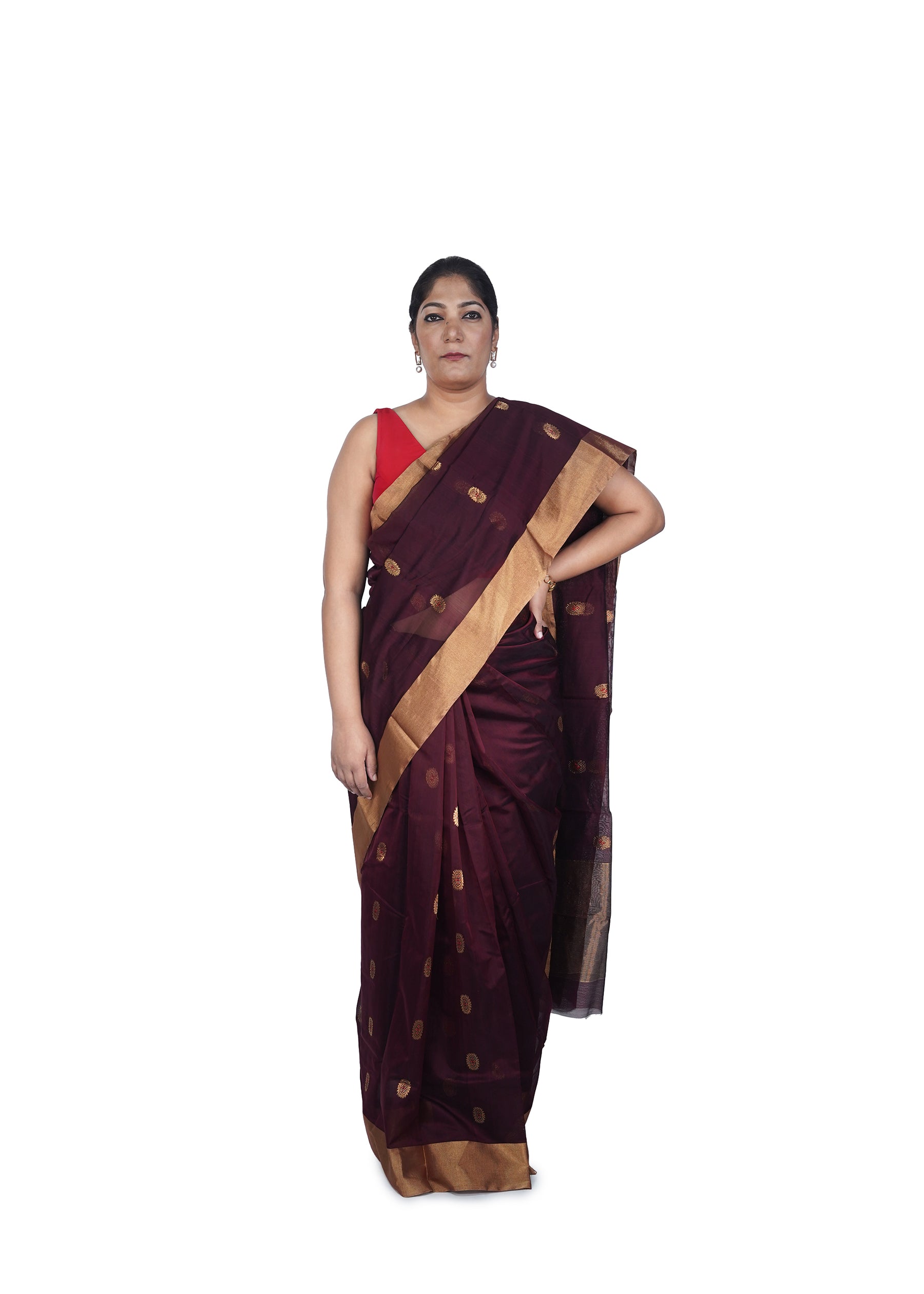 Brown Chanderi Cotton Silk Asharfi Motif Saree