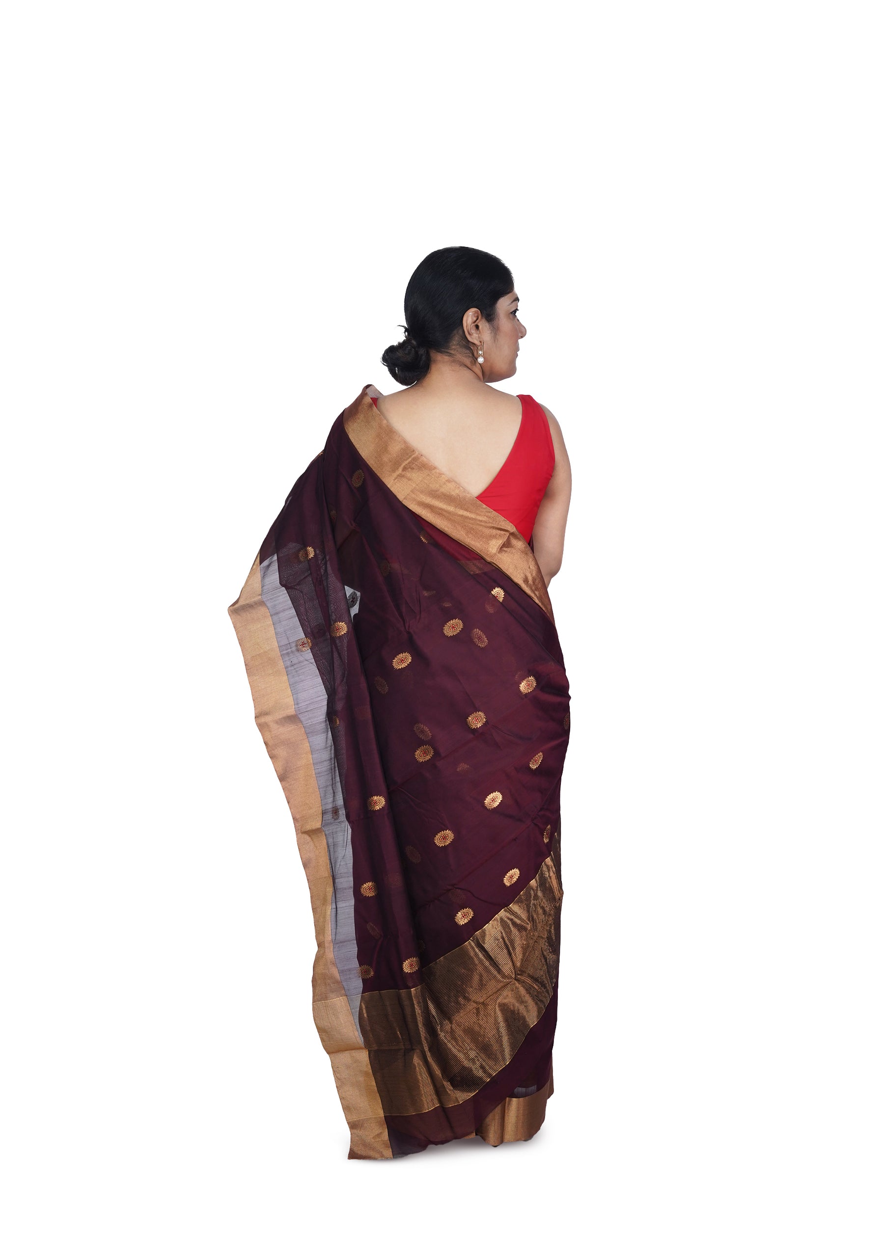 Brown Chanderi Cotton Silk Asharfi Motif Saree
