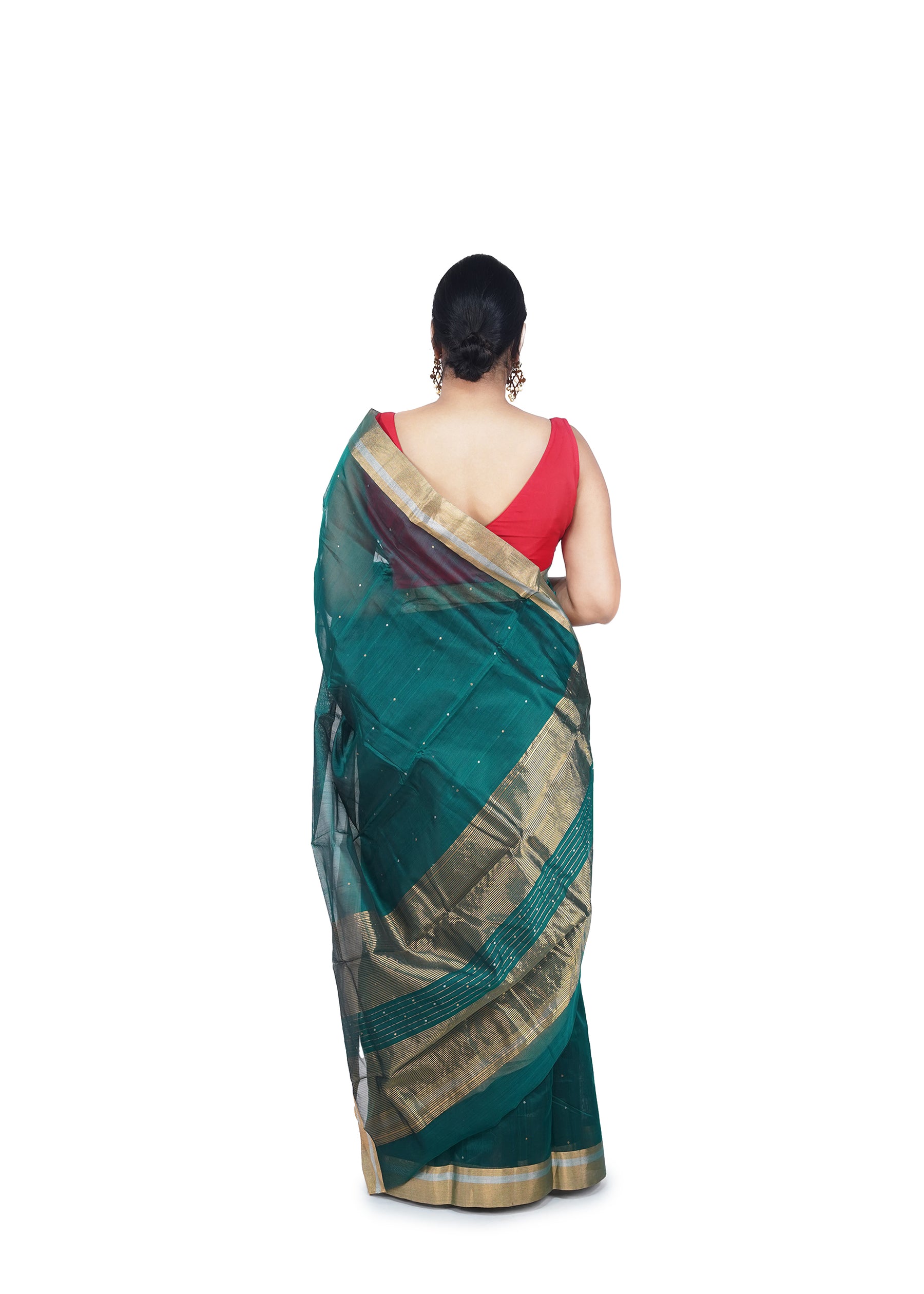 Emerald Green Chanderi Cotton Silk Saree
