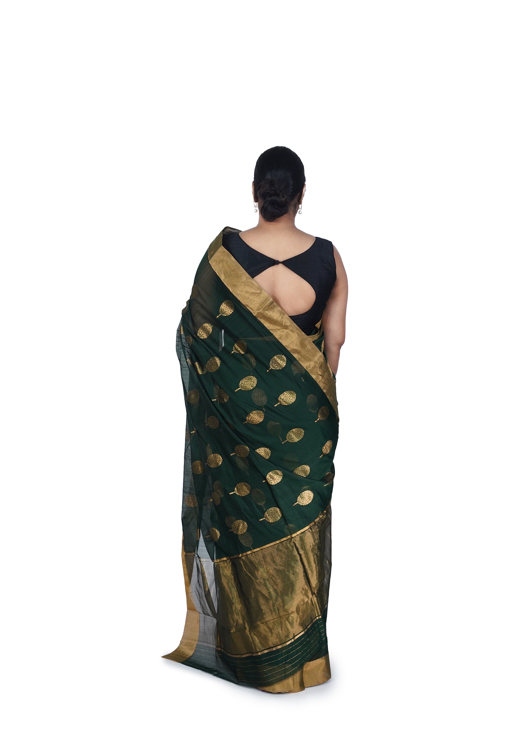 Green Silk Cotton Chanderi Saree