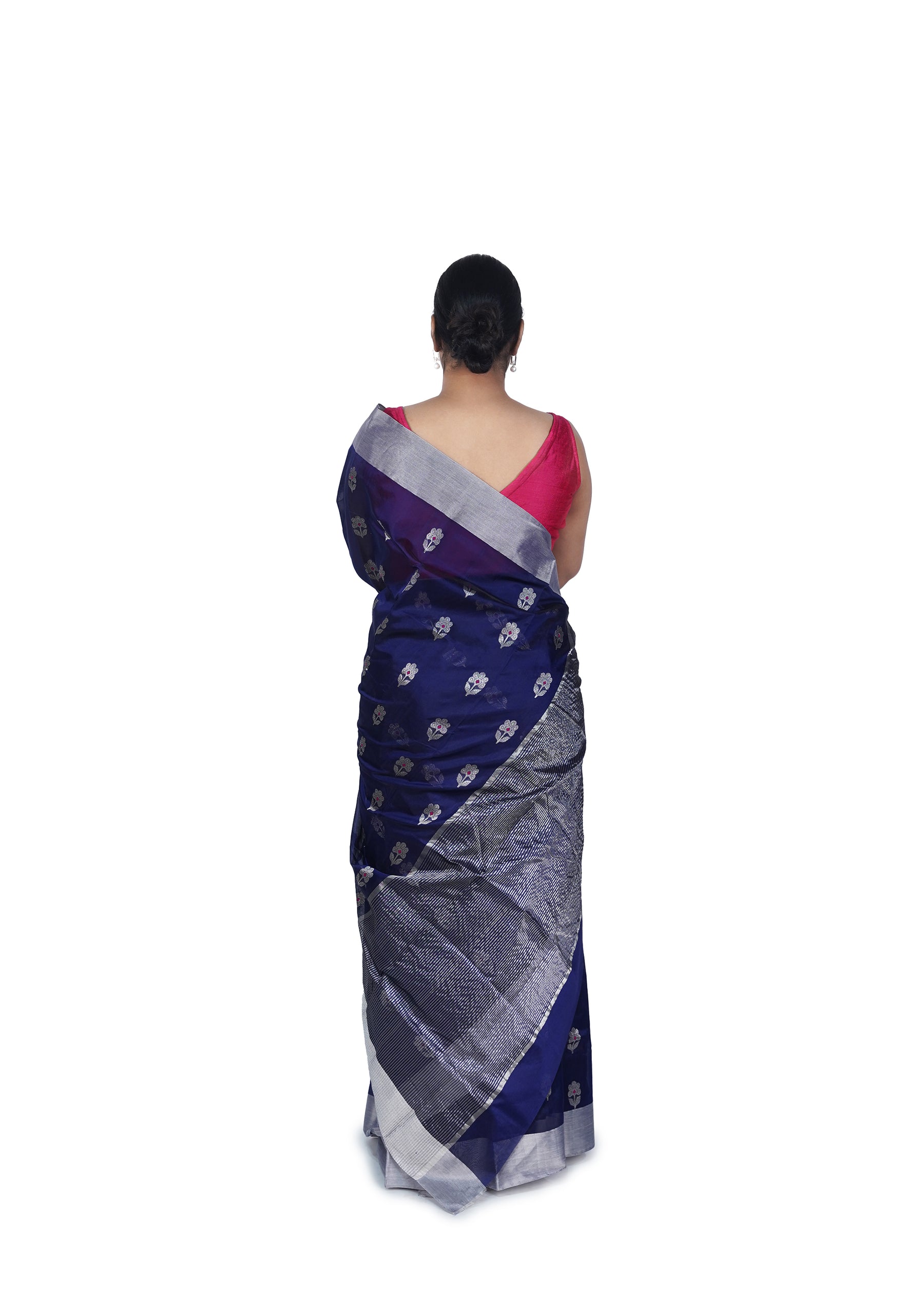 Indigo Blue Chanderi Silk Saree