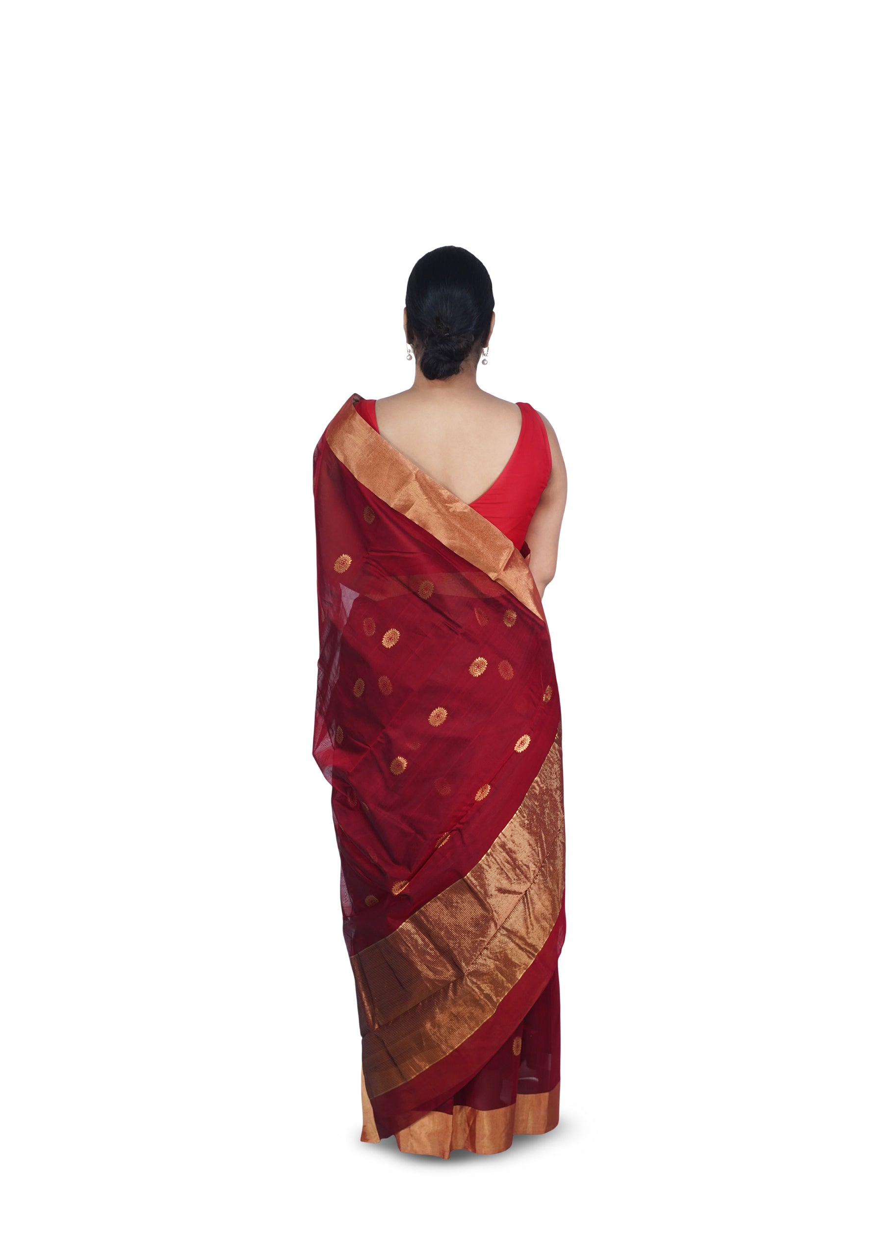 Maroon Chanderi Cotton Silk Asharfi Motif Saree