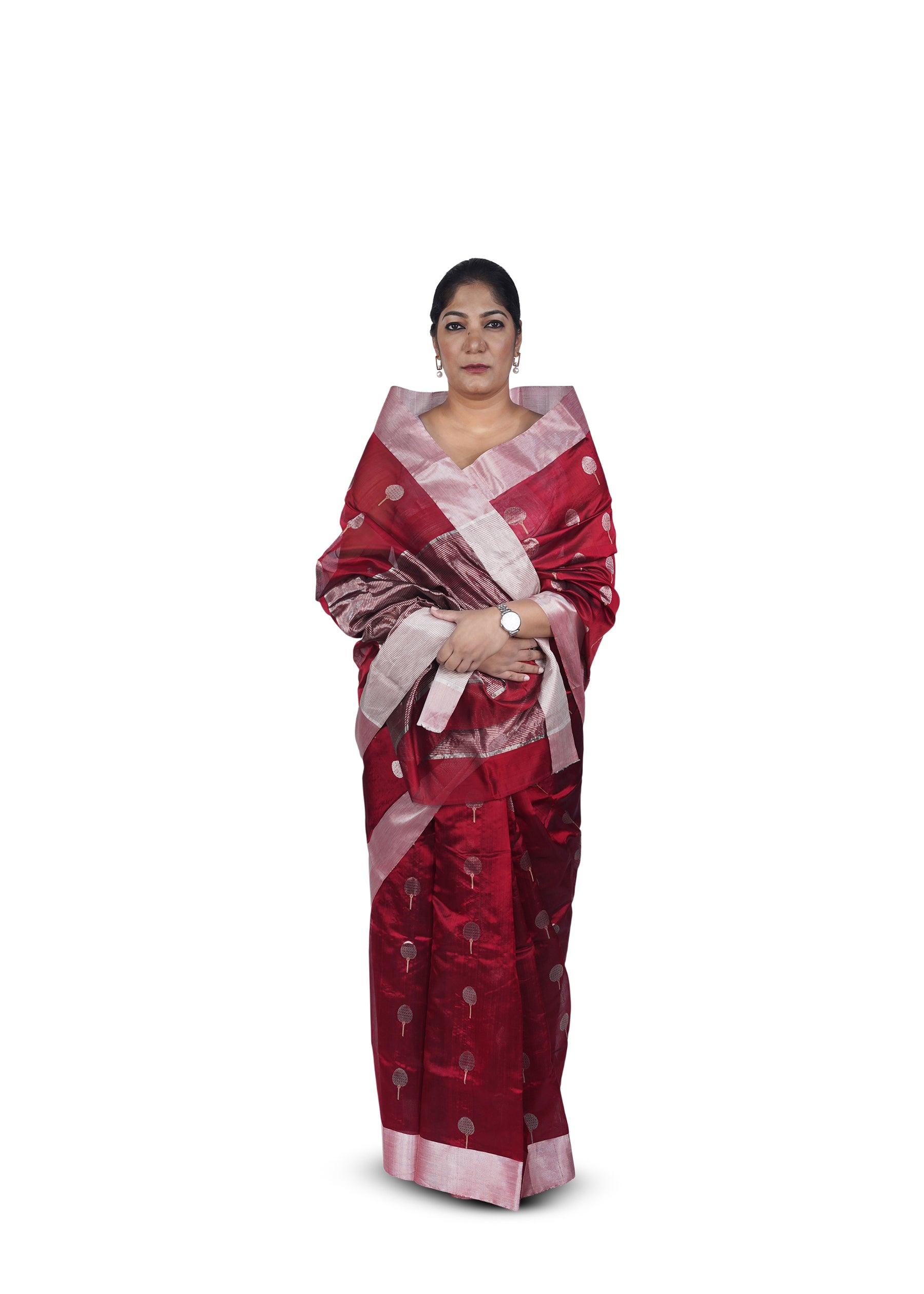 Maroon Chanderi Silk Saree