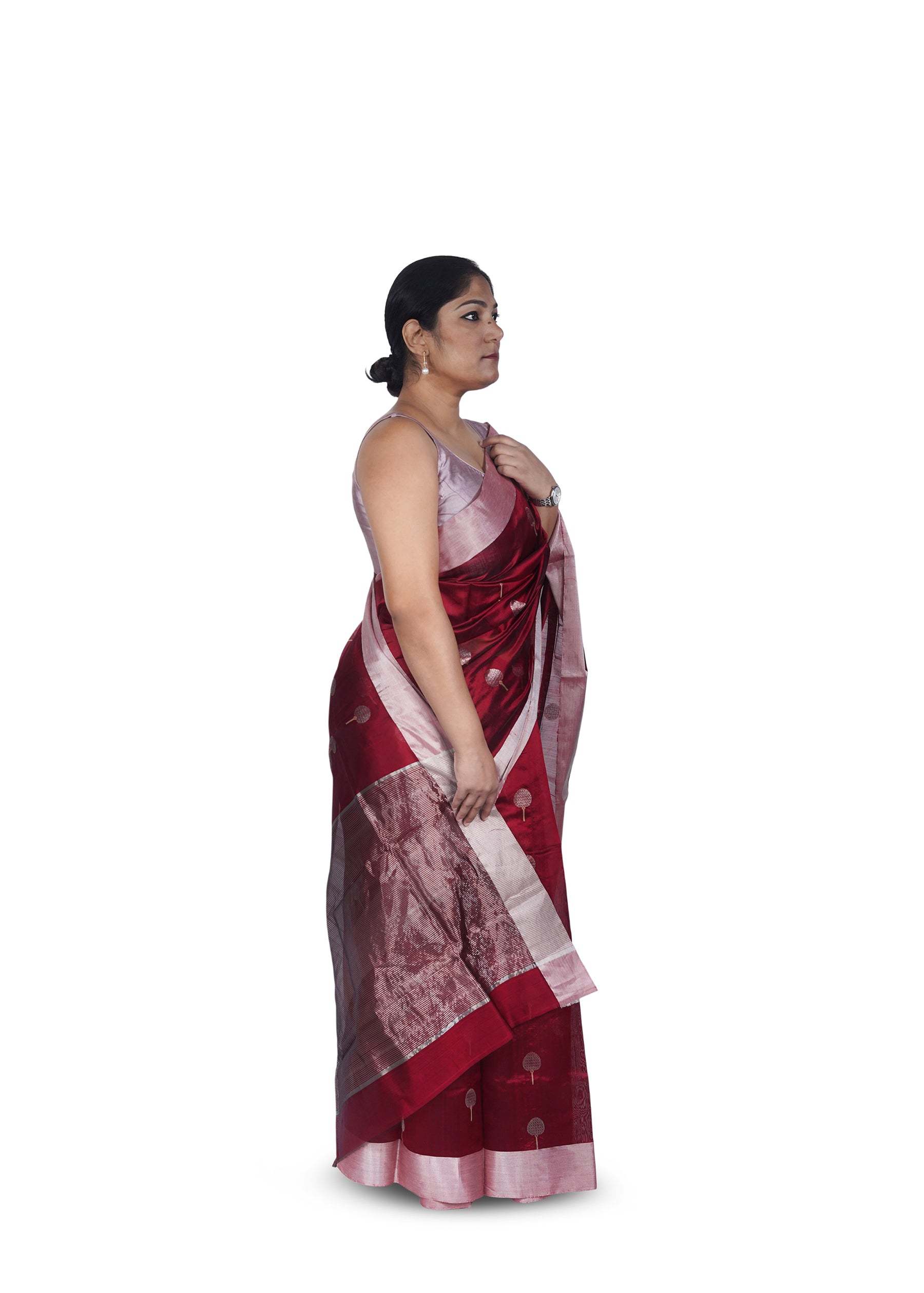 Maroon Chanderi Silk Saree