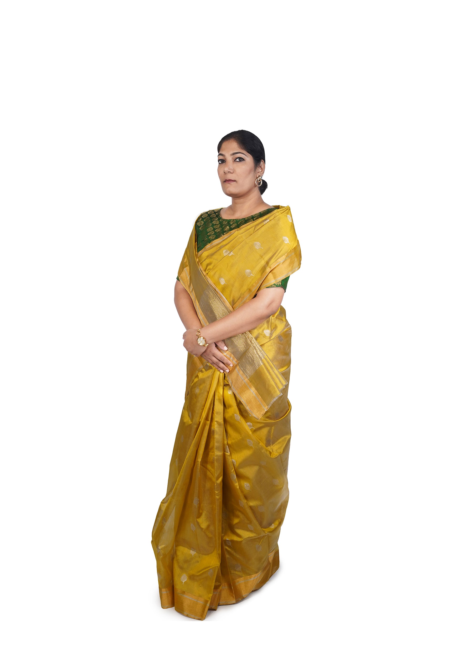 Mustard Yellow Chanderi Sillk Saree