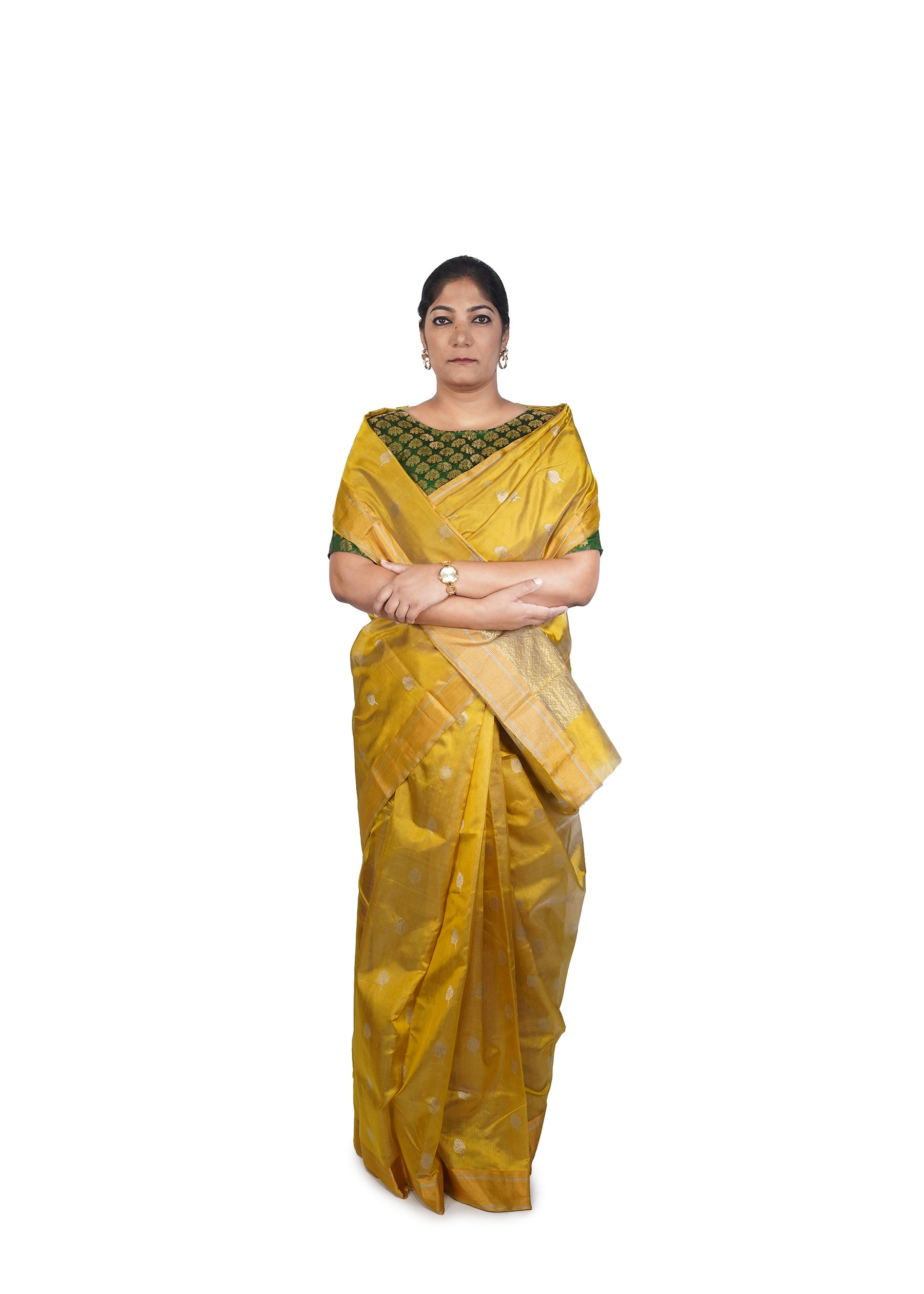 Mustard Yellow Chanderi Sillk Saree