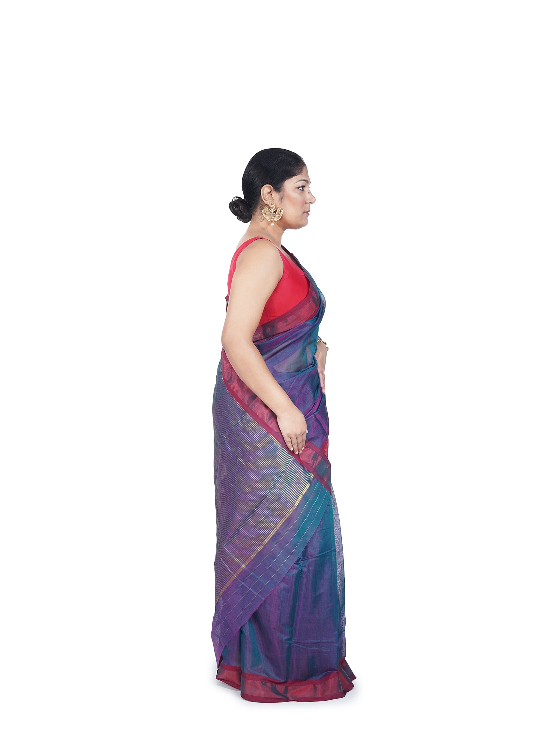 Peacock Blue Chanderi Tissue Saree