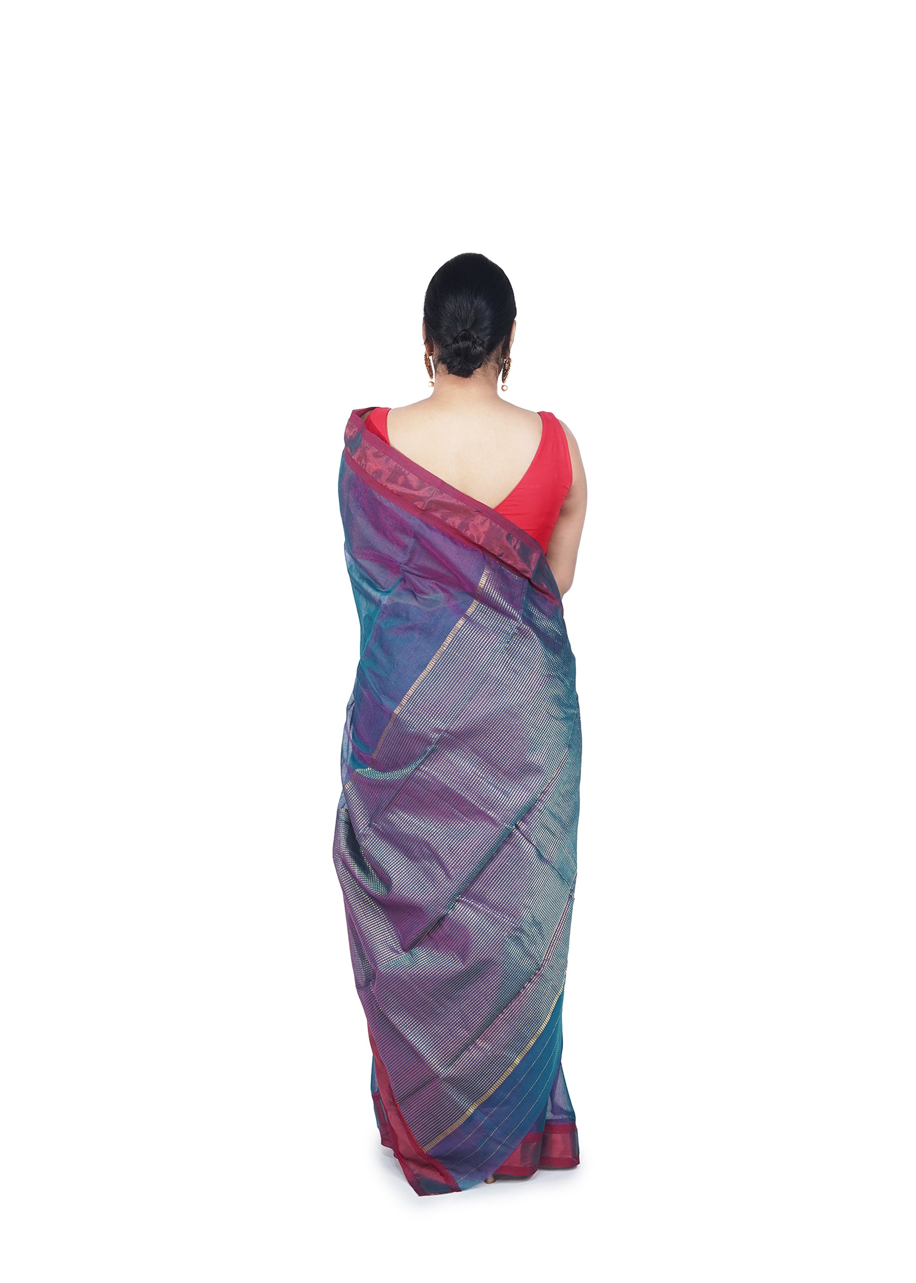 Peacock Blue Chanderi Tissue Saree