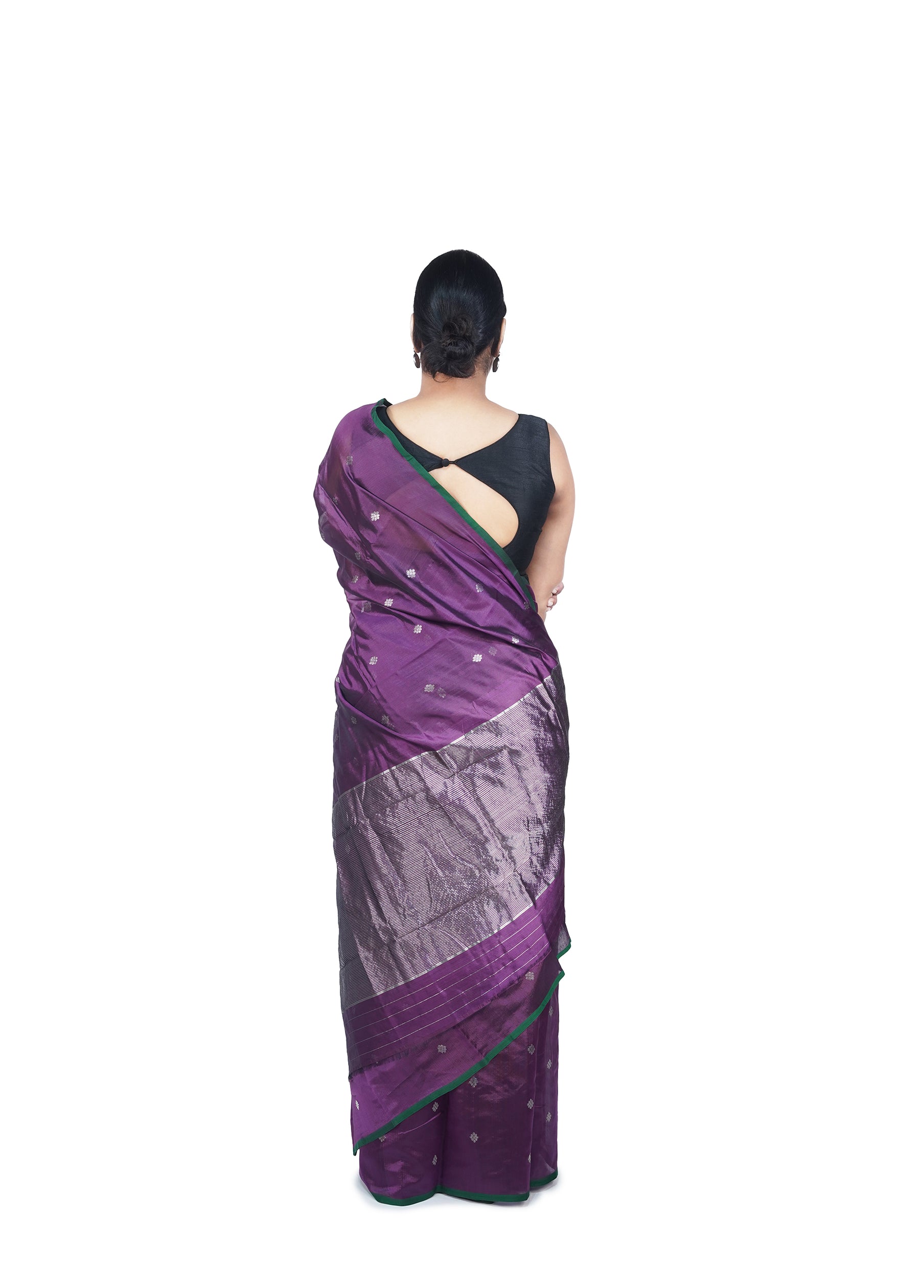 Purple Chanderi Silk Saree With Silver Motif