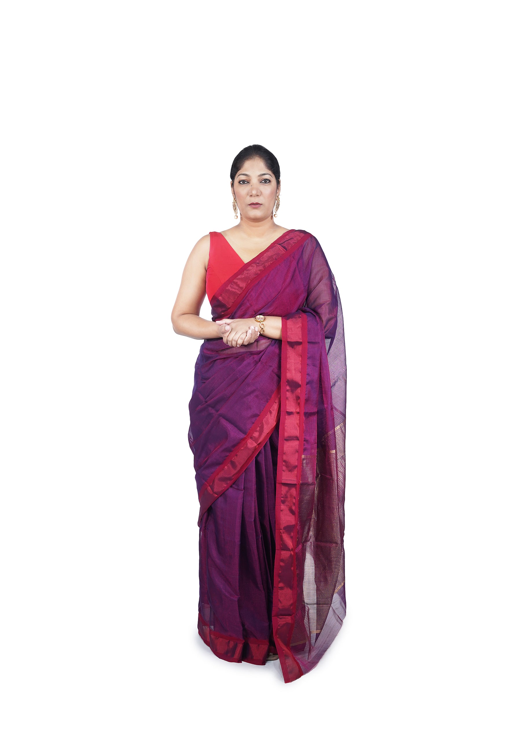 Purple Chanderi Tissue Saree
