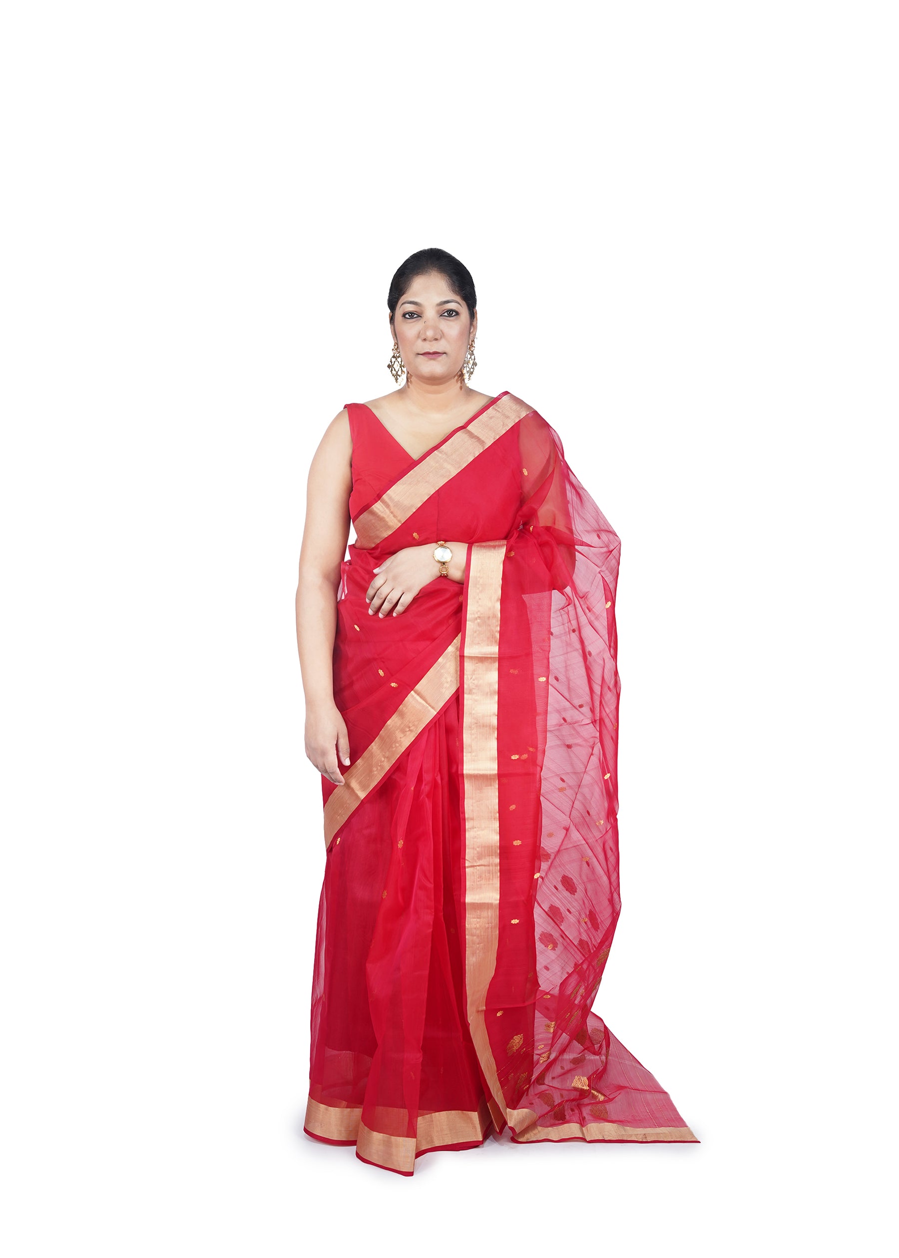 Red Chanderi Silk Saree
