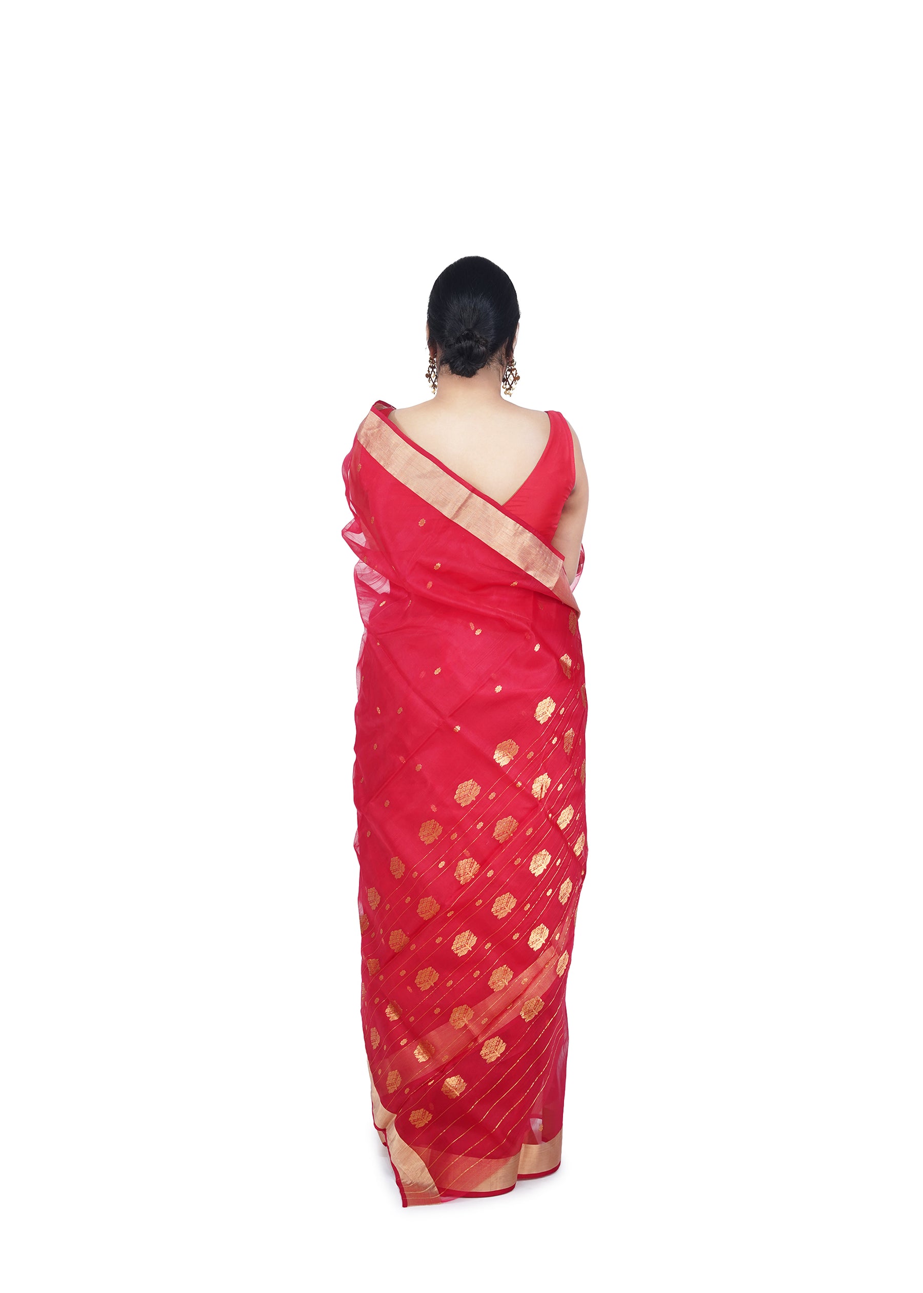Red Chanderi Silk Saree