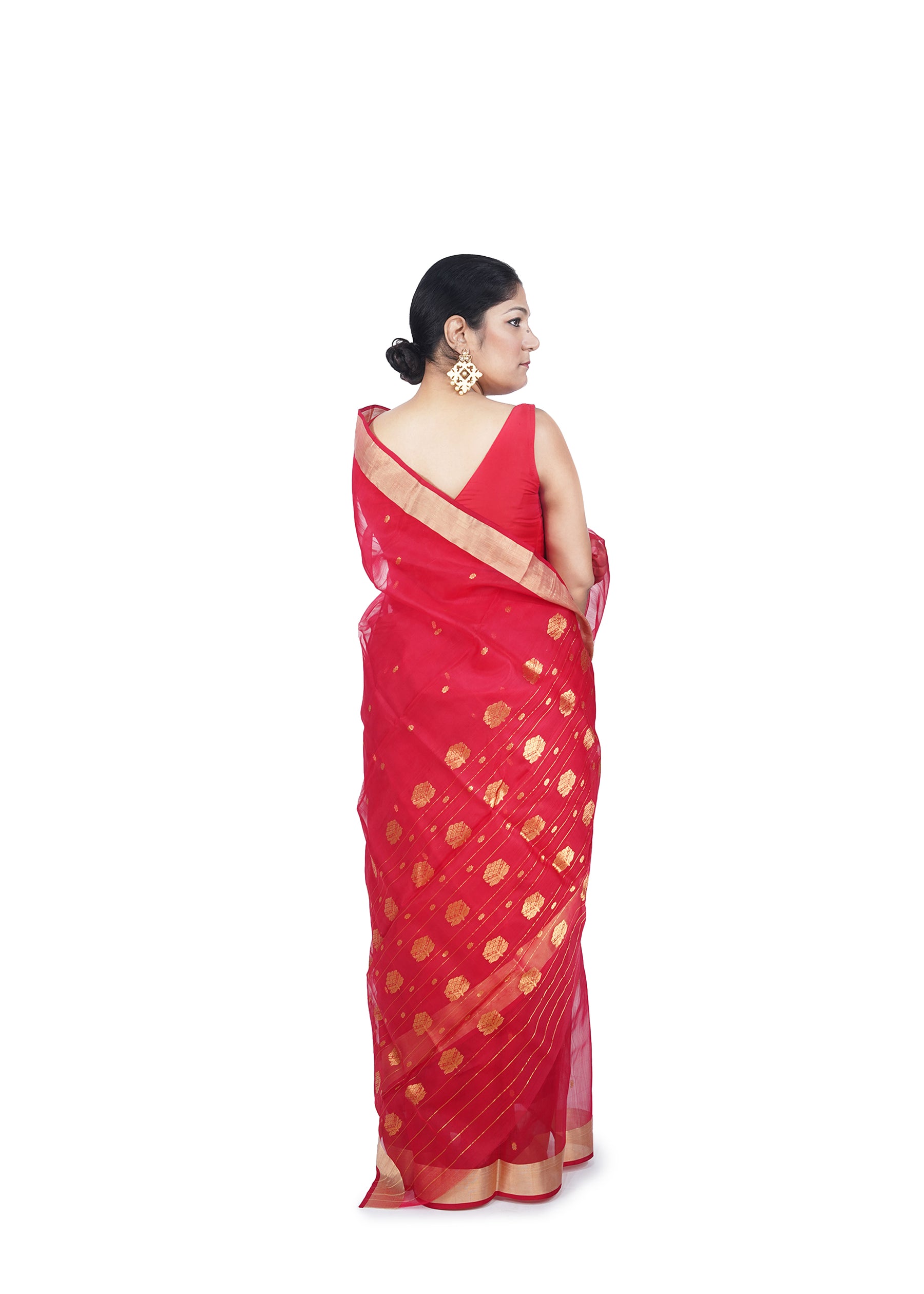 Red Chanderi Silk Saree