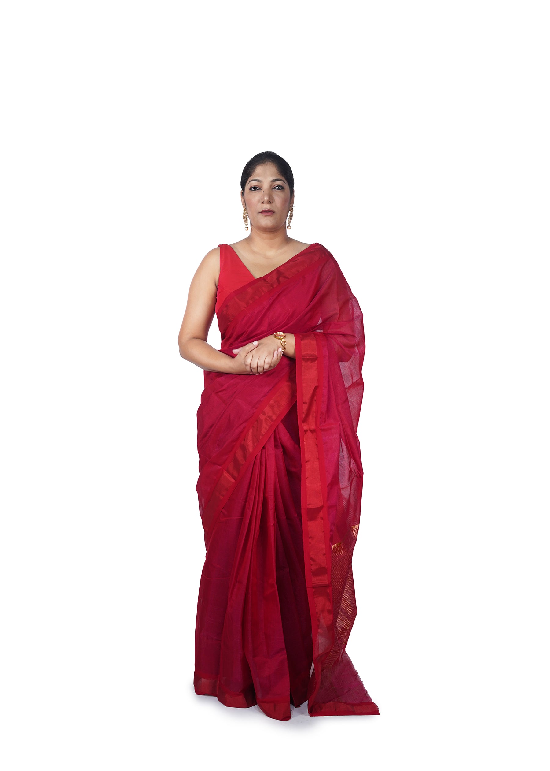 Red Chanderi Tissue Saree