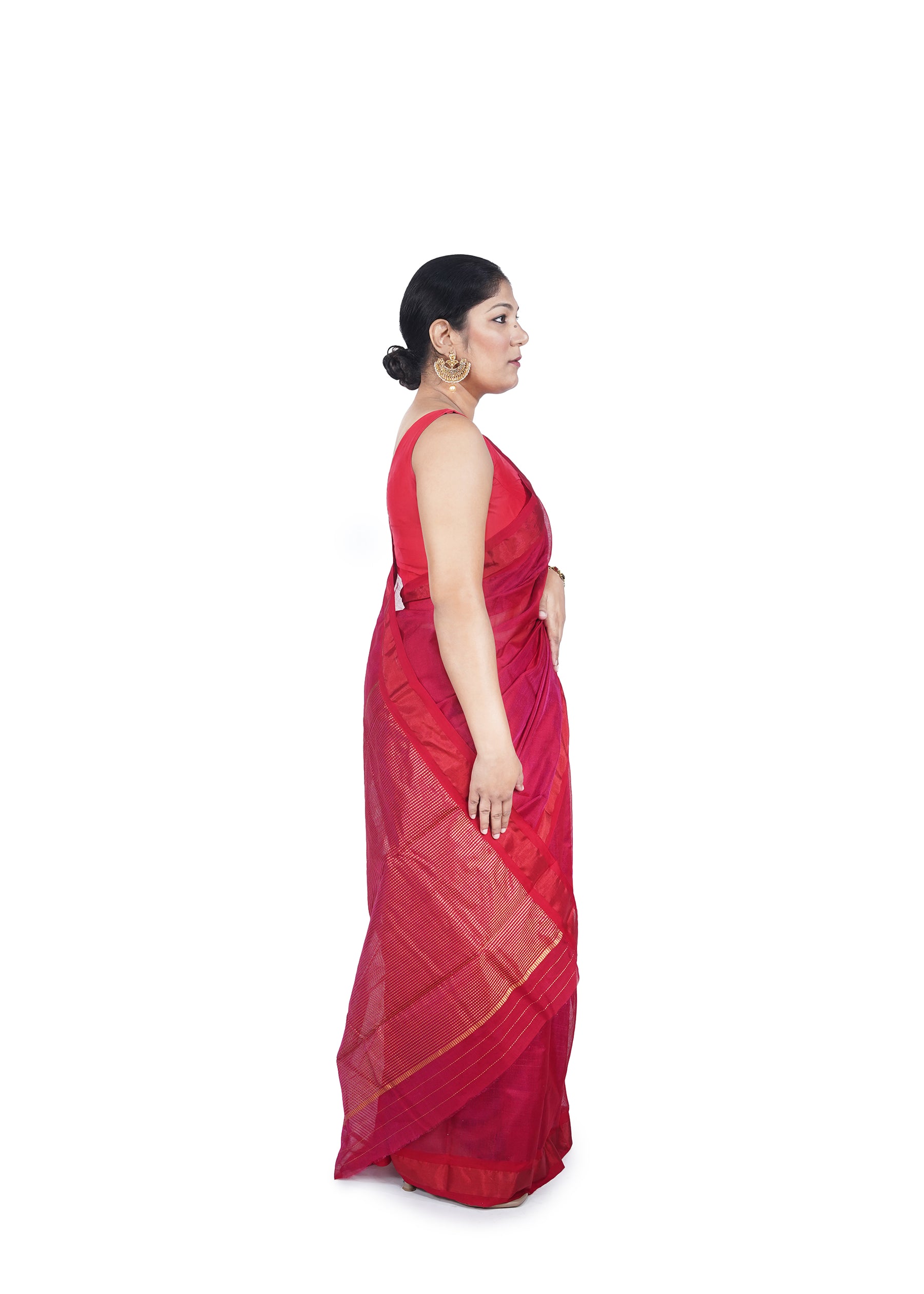 Red Chanderi Tissue Saree