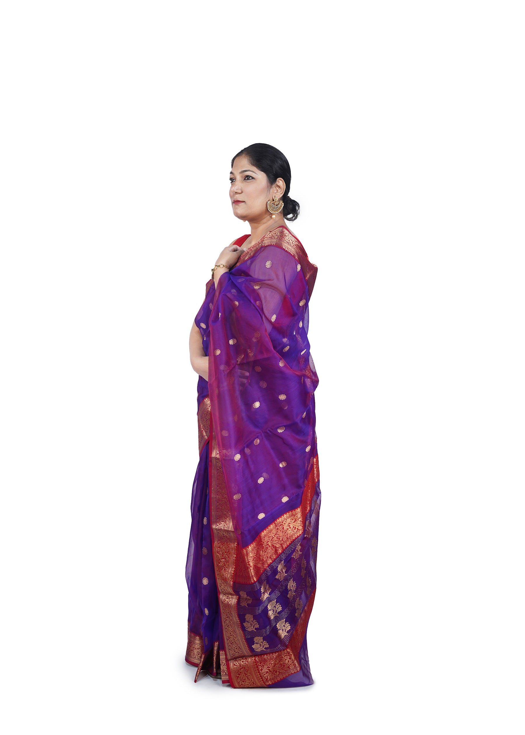 Royal Violet Traditional Border Chanderi Silk Saree