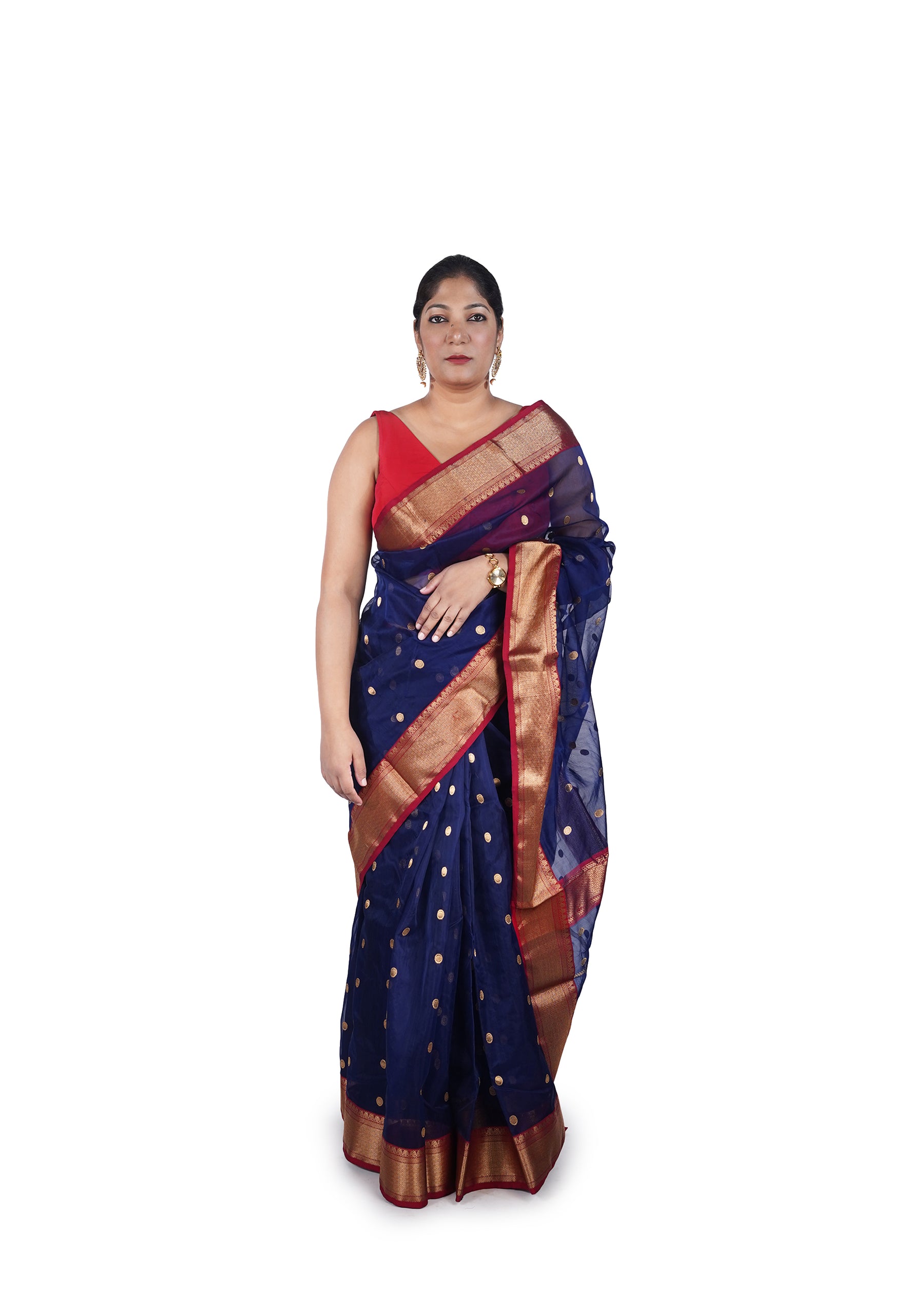 Royal Blue Traditional Border Chanderi Silk Saree