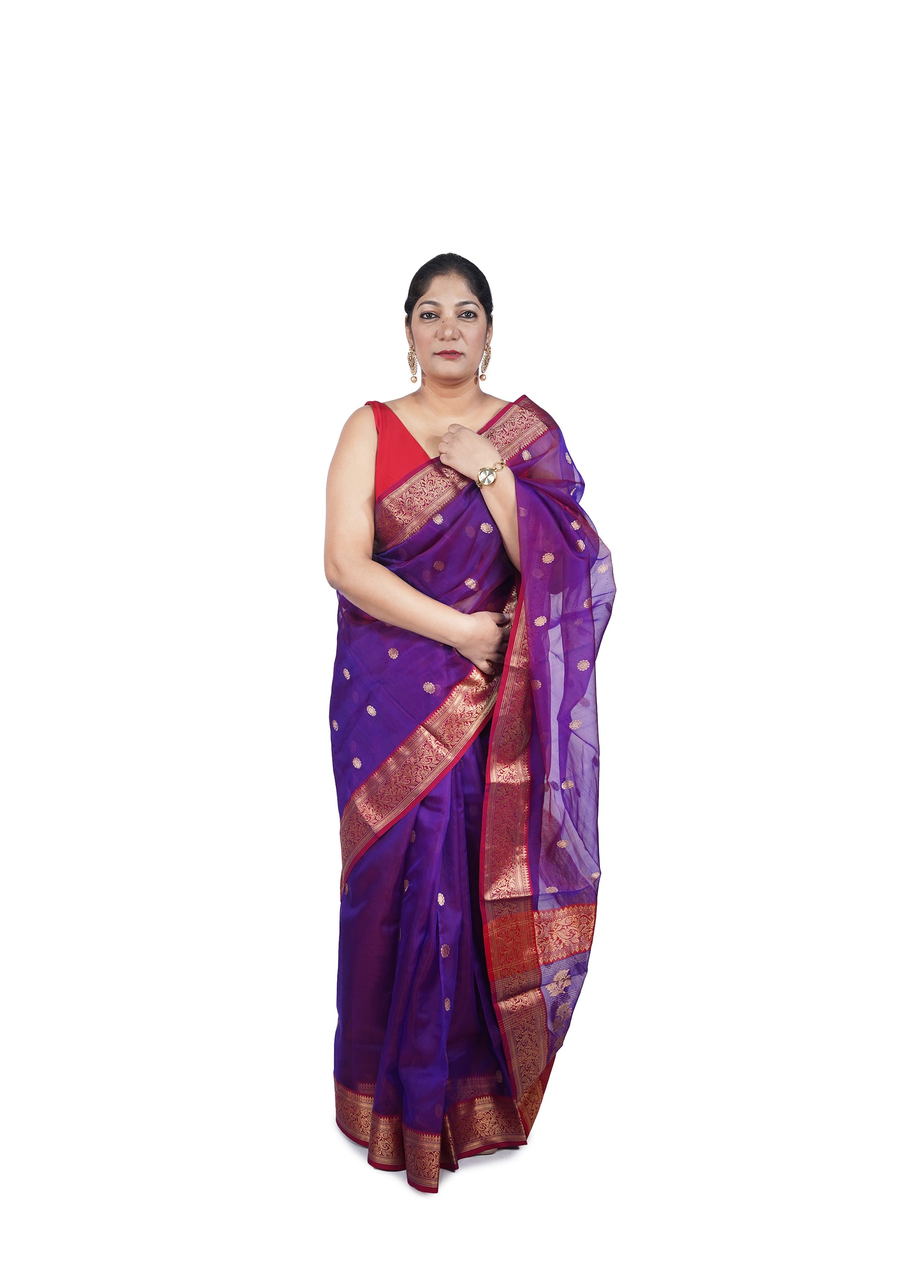 Royal Violet Traditional Border Chanderi Silk Saree
