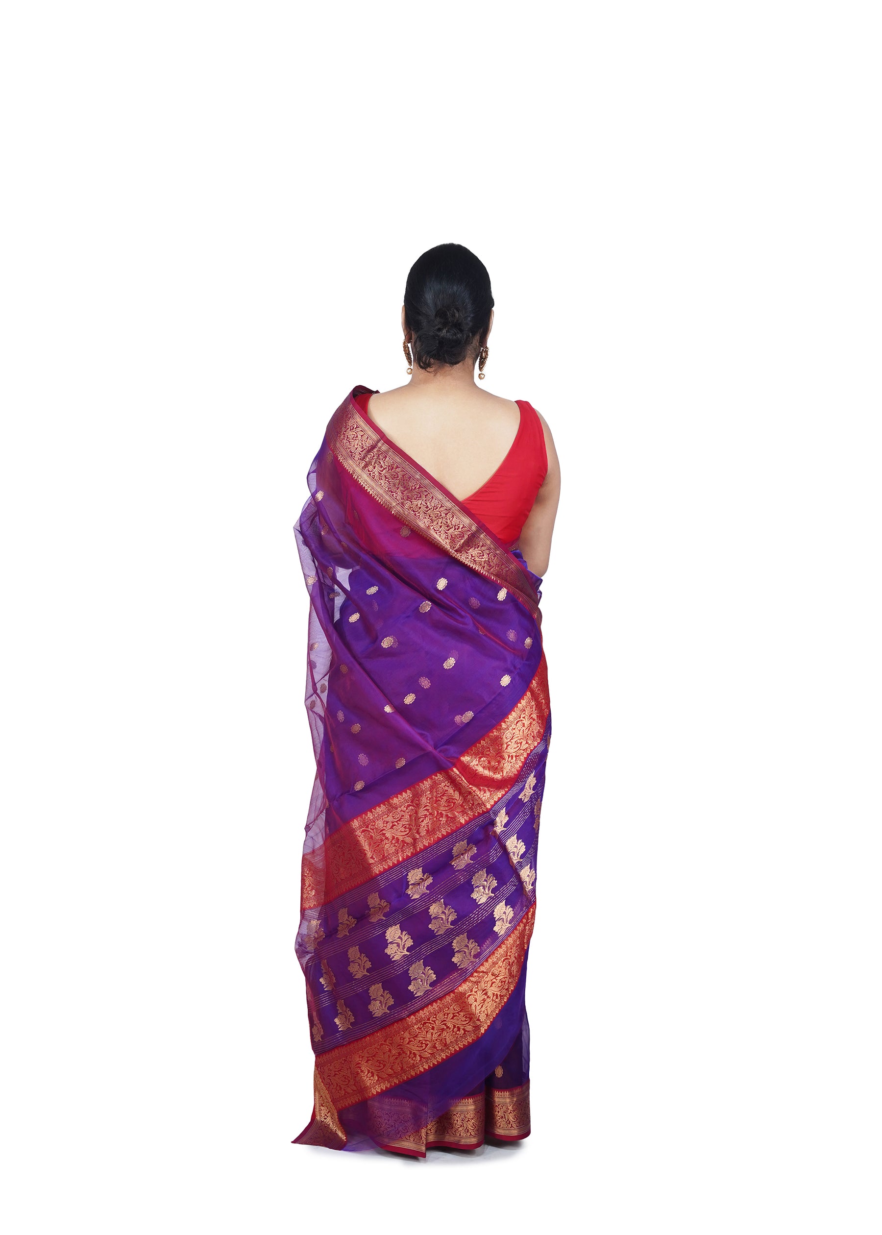 Royal Violet Traditional Border Chanderi Silk Saree